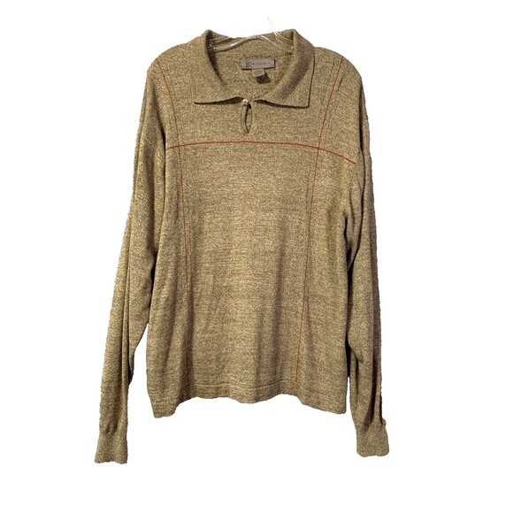 R&R Casuals Sweater Mens XL Brown Long Sleeve Collar Cashmere Wool Silk Pullover - Picture 5 of 15